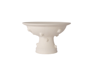 Hand Thrown Medium Faux Bois Compote in Matte White