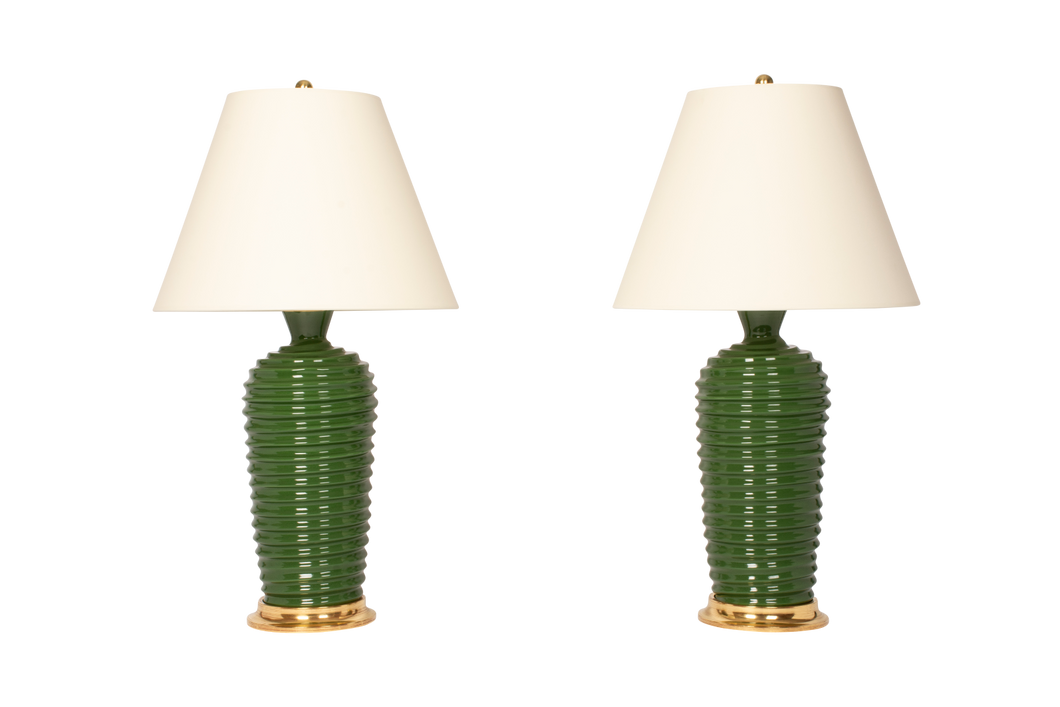 Spiral Lamp Pair in Dark Green