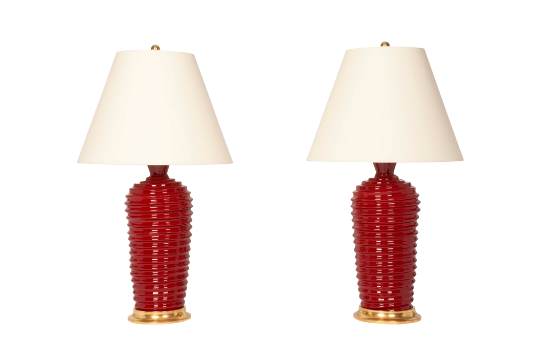 Spiral Lamp Pair in Scarlet