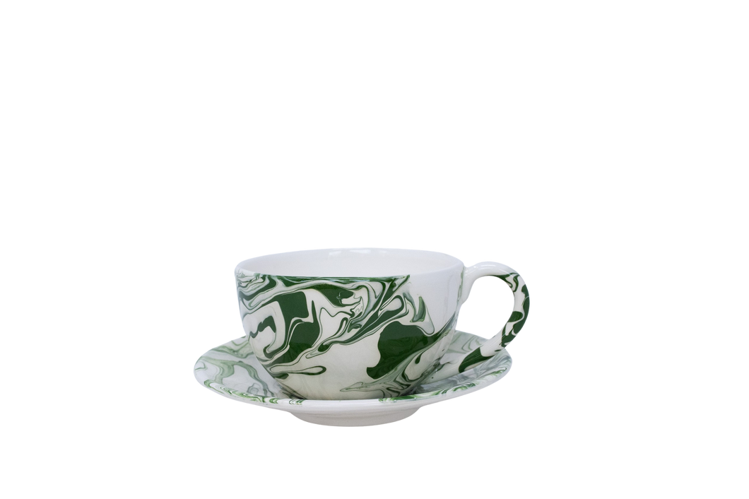 Marble Tea Cup with Saucer