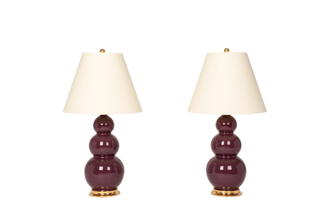 Three Ball Medium Lamp Pair in Aubergine