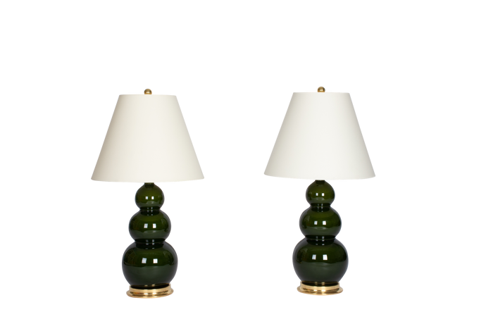 Three Ball Medium Lamp Pair in Olive
