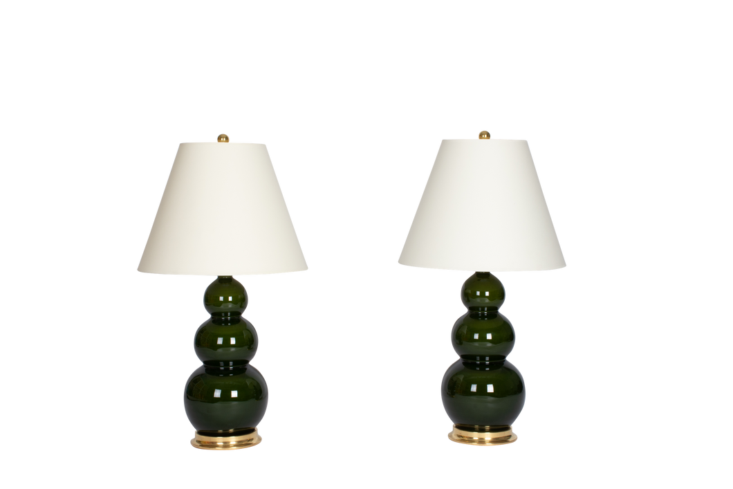 Three Ball Medium Lamp Pair in Olive