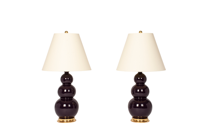 Three Ball Medium Lamp Pair in Purple