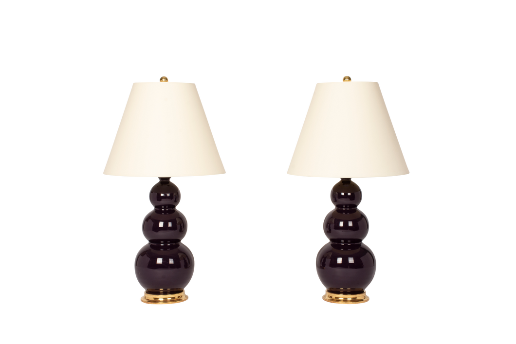 Three Ball Medium Lamp Pair in Purple