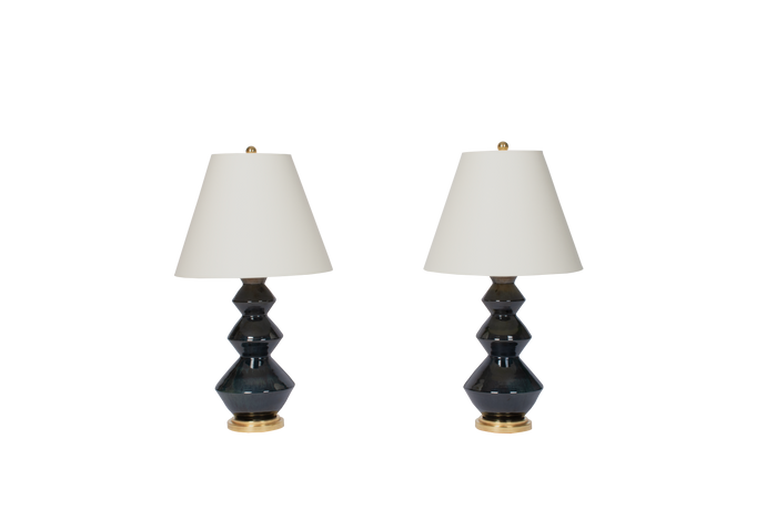 Triple Zig Zag Small Lamp Pair in Alligator
