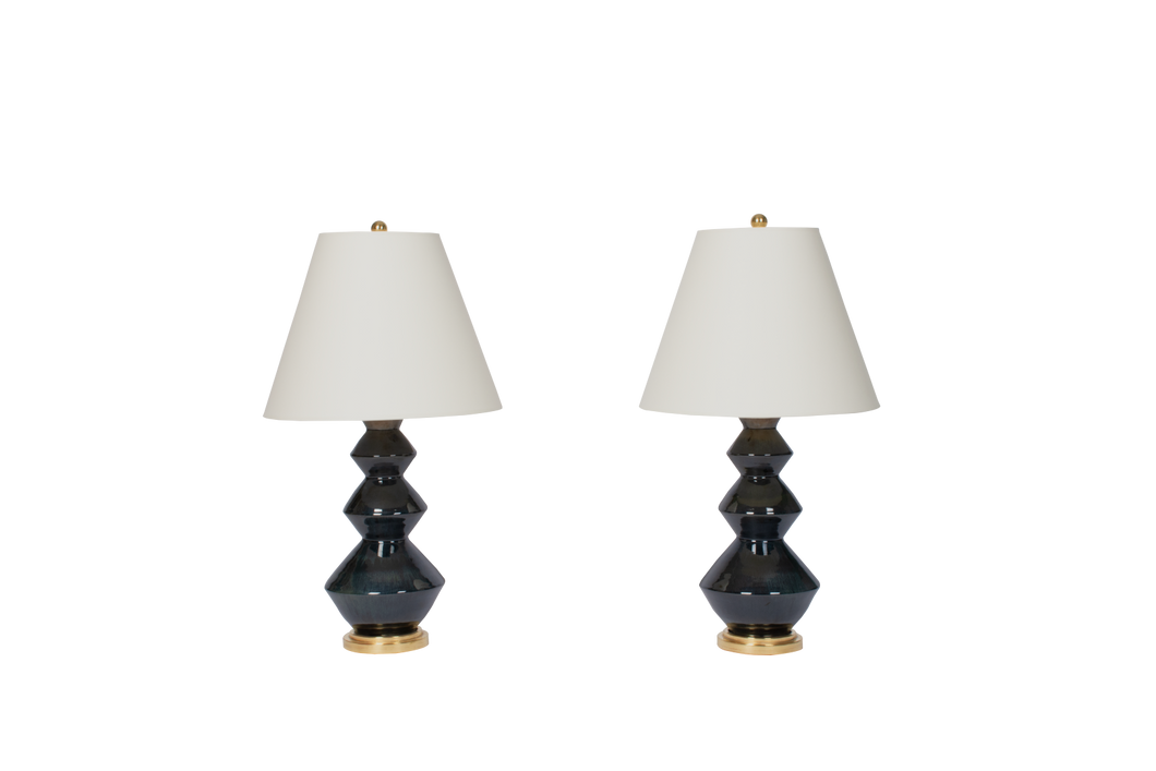 Triple Zig Zag Small Lamp Pair in Alligator
