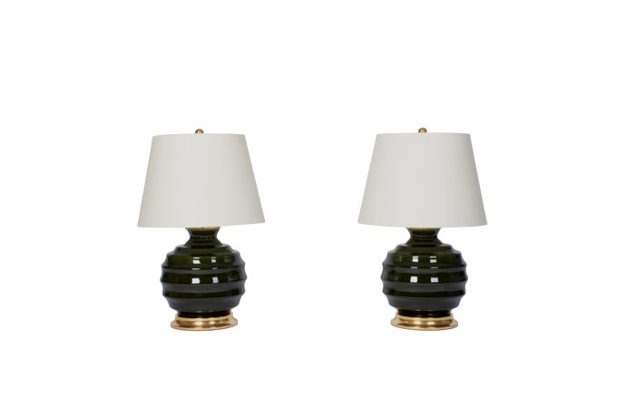 Pair of Green Table Lamps