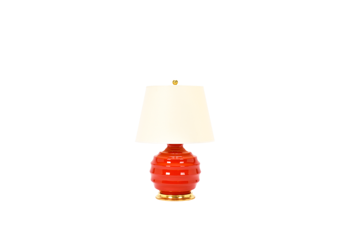 Wide Ribbed Ball Lamp, Red