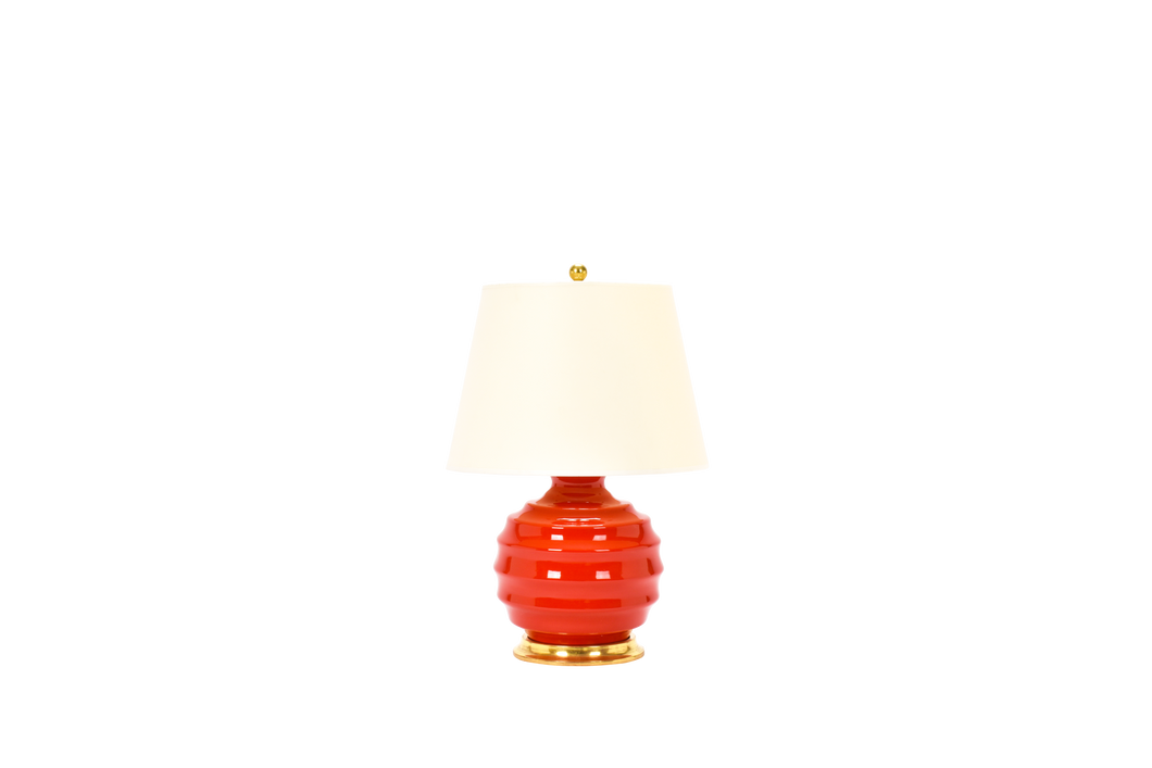 Wide Ribbed Ball Lamp, Red