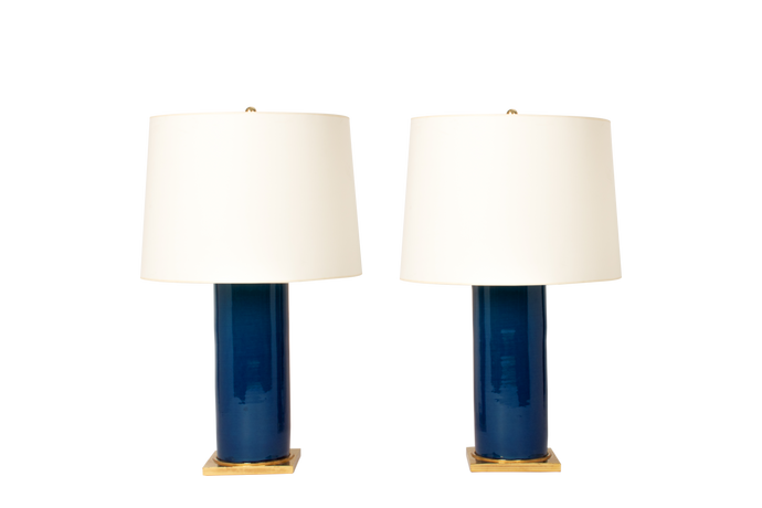 Zaheer Lamp Pair in Prussian Blue