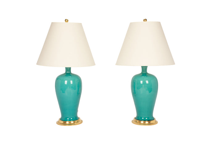 Amy Lamp Pair in Light Blue Crackle