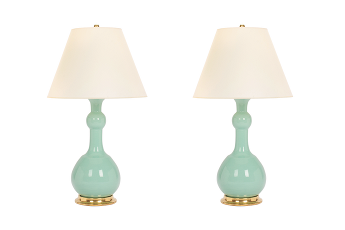 Cameron Lamp Pair in Pale Blue Green