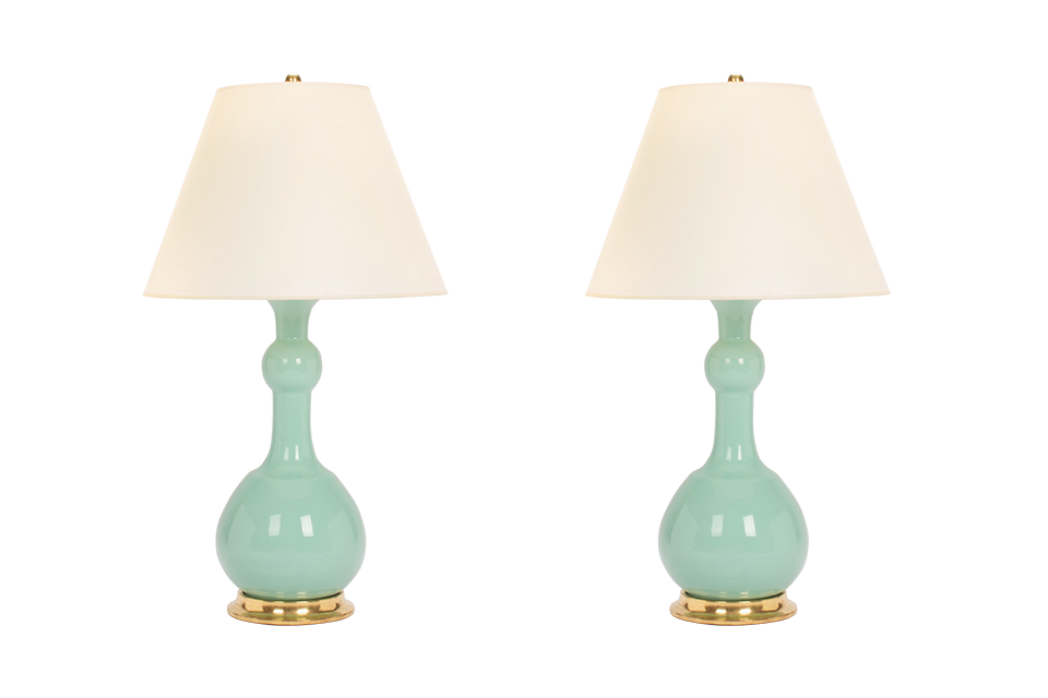 Cameron Lamp Pair in Pale Blue Green