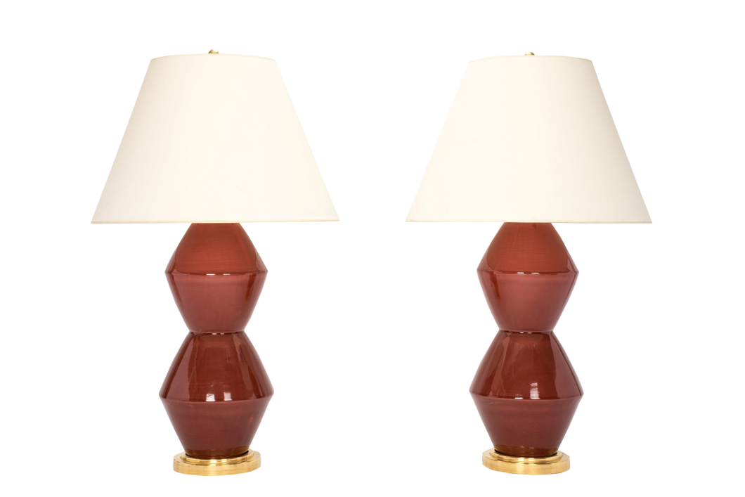 David Large Lamp Pair in Dark Raspberry