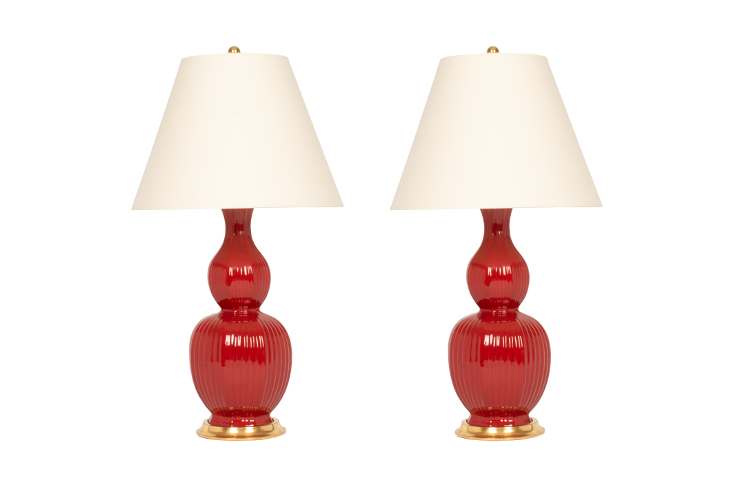 Delft Lamp Pair in Scarlet