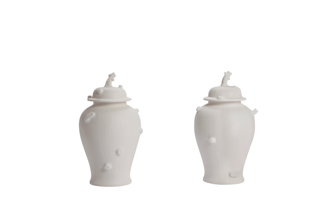 Faux Bois Ginger Jars Pair with Lids