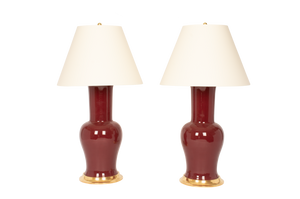 Garniture Lamp Pair in Claret