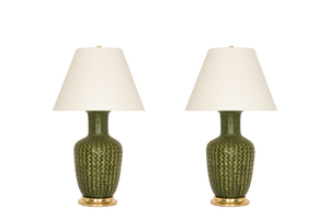 Ginger with Basket Weave Lamp Pair in Spruce