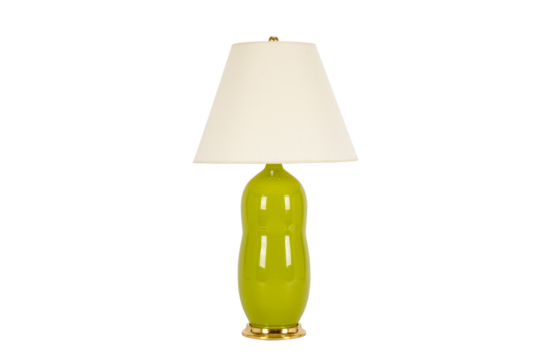 Hand Thrown Peanut Lamp in Chartreuse