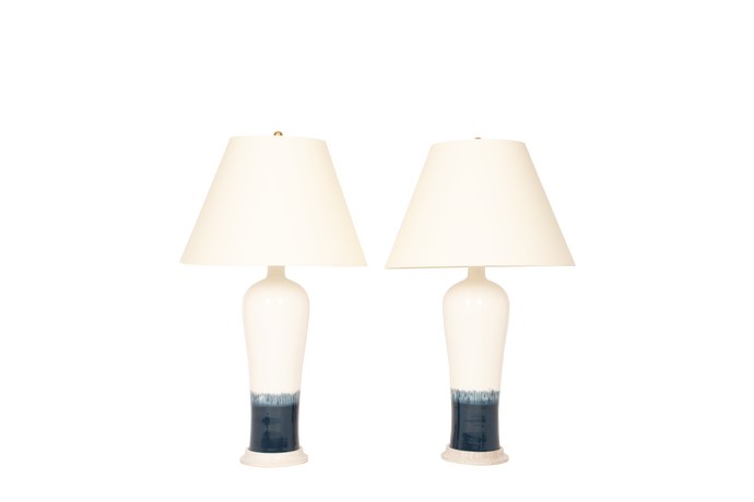 Anthony Large Lamp Pair in Teal Ombré