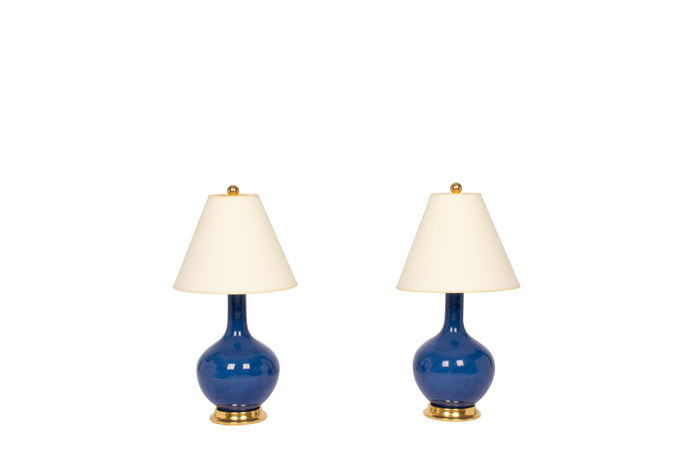 Lindsay Lamp Pair in Sapphire Blue