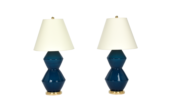 David Medium Lamp Pair in Prussian Blue