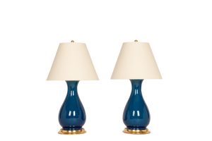 Louisa Medium Lamp Pair in Prussian Blue