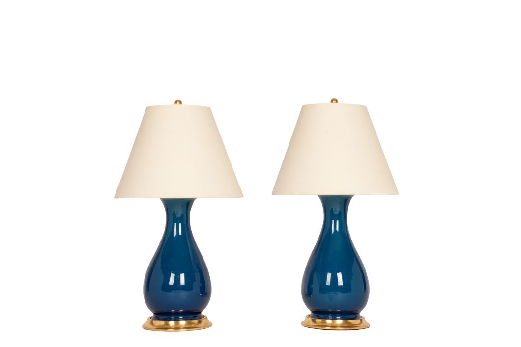Louisa Medium Lamp Pair in Prussian Blue