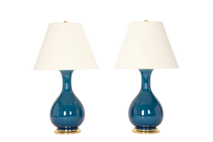 Katie Medium Lamp Pair in Prussian Blue