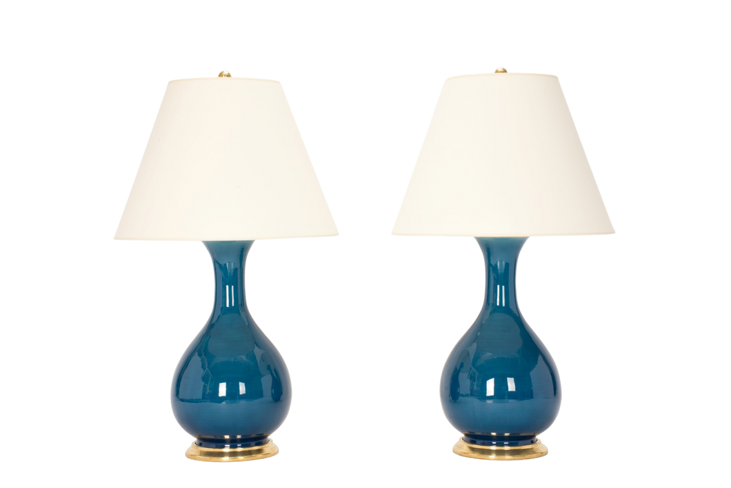 Katie Medium Lamp Pair in Prussian Blue