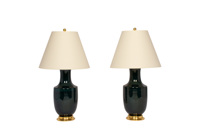 Ming Lamp Pair in Peacock