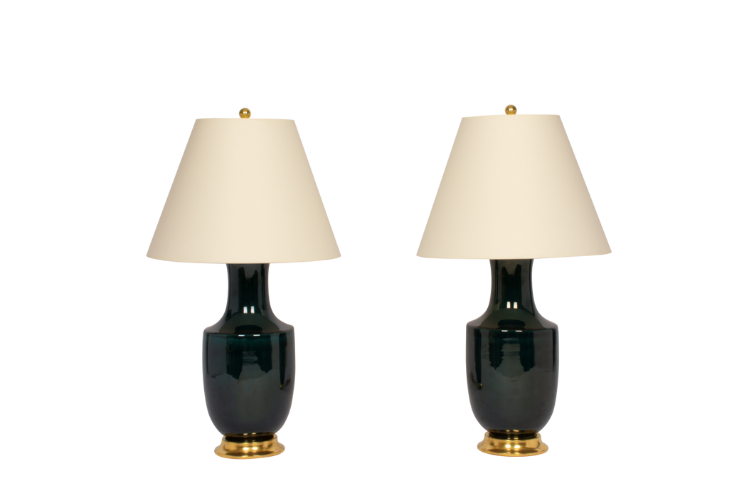 Ming Lamp Pair in Peacock