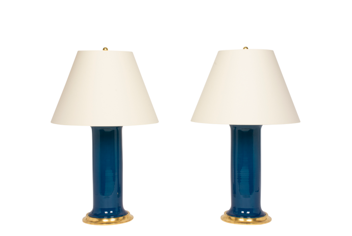 Patricia Large Lamp Pair in Prussian Blue