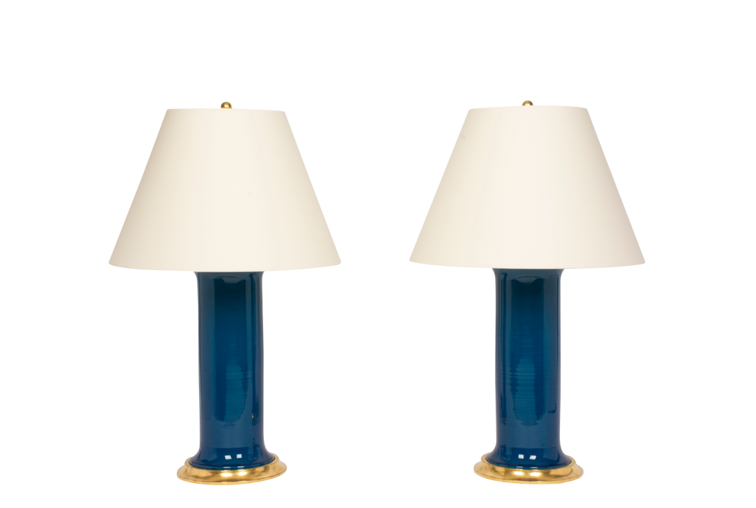 Patricia Large Lamp Pair in Prussian Blue