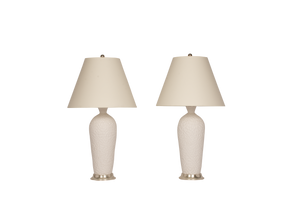 Seth Lamp Pair in Matte White with Chattering