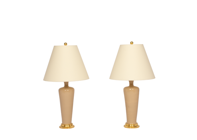Anthony Small Lamp Pair in Warm Beige