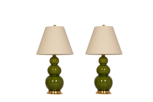 Three Ball Medium Lamp Pair in Spruce
